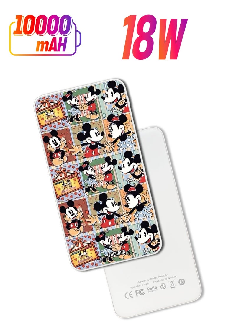 Theodor 10,000 mAh Super Fast Charging Ultra Compact Power Bank with Quick Charge & Power Delivery, Portable Charger For iPhone and Android Mickey Disney (2)  - Image 1