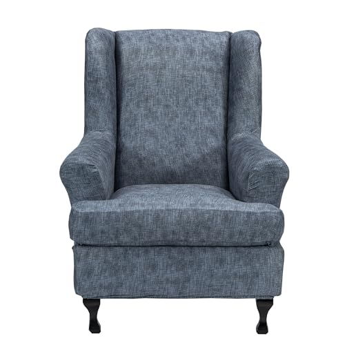 CRFATOP Printed Wing Chair Slipcovers 2 Piece Stretch Wingback Chair Cover Spandex Fabric Wingback Armchair Covers with Elastic Bottom for Living Room Bedroom Wingback Chair,23 - Image 3