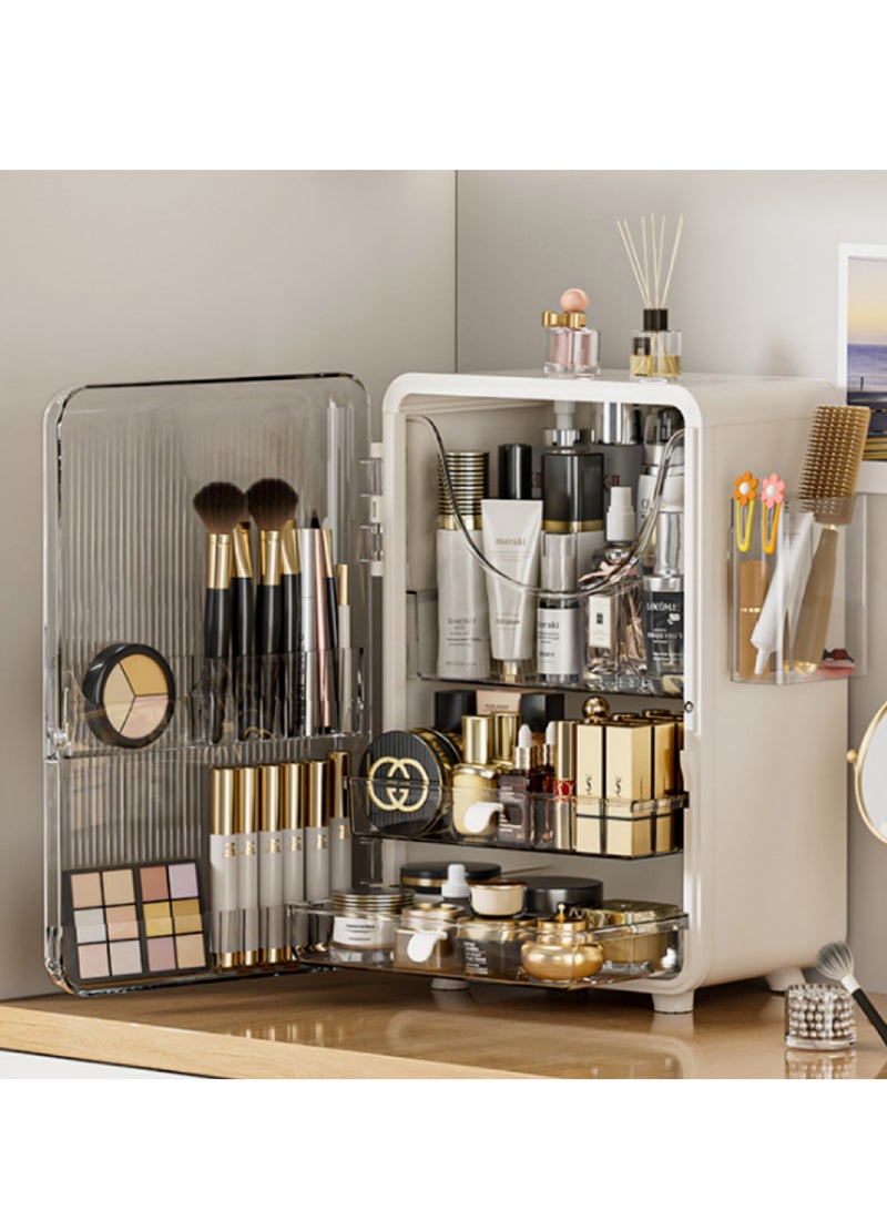 مستحضرات التجميل تخزين الرف مستحضرات التجميل تخزين الرف للماء أعلى الجدول خلع الملابس تخزين الرف تناسب الغبار مربع مستحضرات التجميل مع غطاء مربع مستحضرات التجميل تخزين الرف فرشاة ماكياج أحمر الشفاه والعطور عرض مجلس الوزراء - Image 2