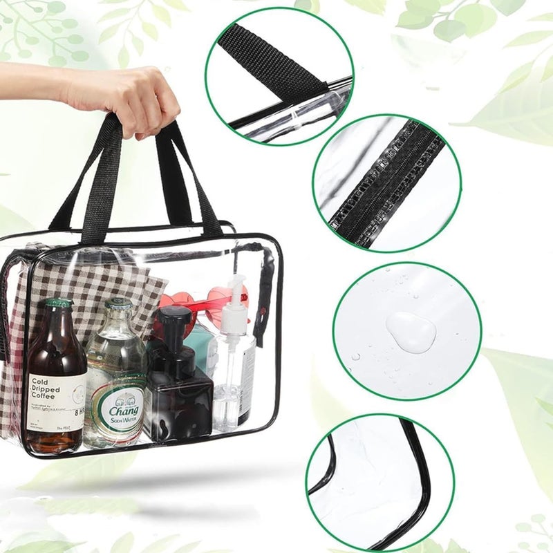 3PCS Clear Makeup Bags for Travel - Waterproof Transparent PVC Cosmetic Bag Set with Zipper Closure & Handle - Image 3