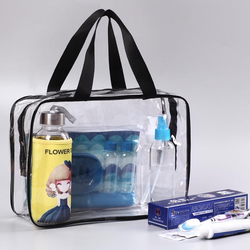 3PCS Clear Makeup Bags for Travel - Waterproof Transparent PVC Cosmetic Bag Set with Zipper Closure & Handle - Image 4