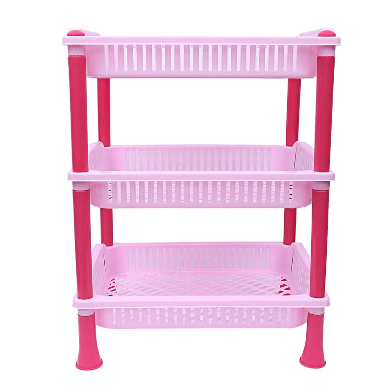 Kuber Industries Plastic 3 Layer Multi-purpose Kitchen Storage Basket Rack (Pink)-CTKTC25243,standard - Image 1