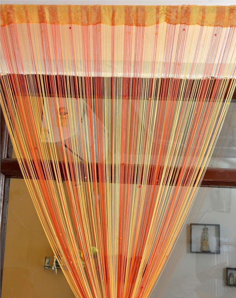 KACHVI KACHVI Ace International Exports Polyresin Lace Curtain with Beads7 Feet 9 FeetPack of 1 7 Ft Orange  - Image 2