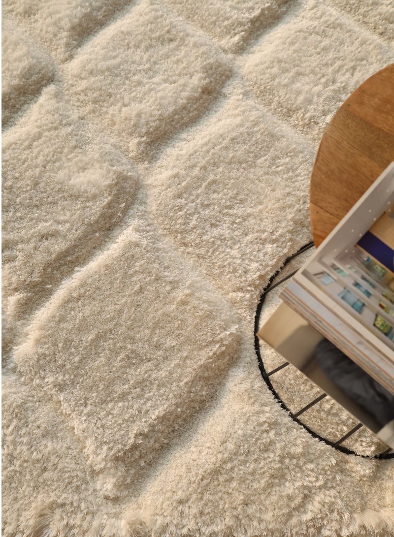 Ramsha Hand made shaggy rug for bedroom soft rug fur rug 200x300 cm for living room area rug white color pile rug mp3d-13 - Image 2