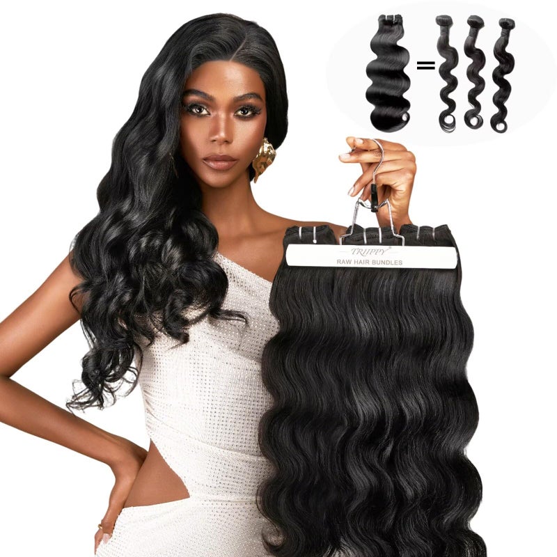 TRIIPPY Body Wave Bundles Human Hair100 Raw Cambodian Hair Wavy 3 BundlesTriple The Lifespan Over Regular Virgin Hair BundleNo1 Raw Hair Brand On 16 18 20 InchesNatural Color
