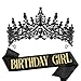 VELSCRUN Birthday Tiara Crowns for Women Girls Purple Crystal Birthday Girl Headband Sash Elegant Princess Crown Happy Birth Party Decorations Women Sisters Birth Gift Hair Accessories - Image 3