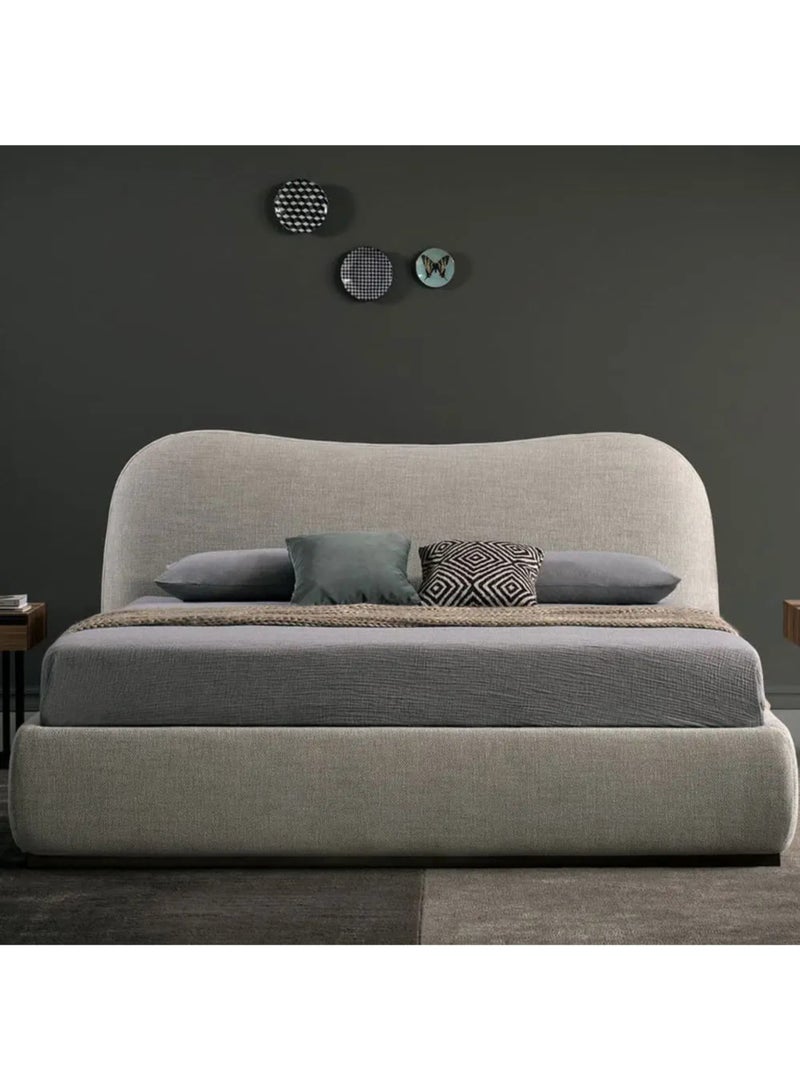 Karnak Moana-2 Light Luxury Modern Bed Frame – Tandy Linen Fabric for Bedroom Beige King Size 180x200Cm - Image 1