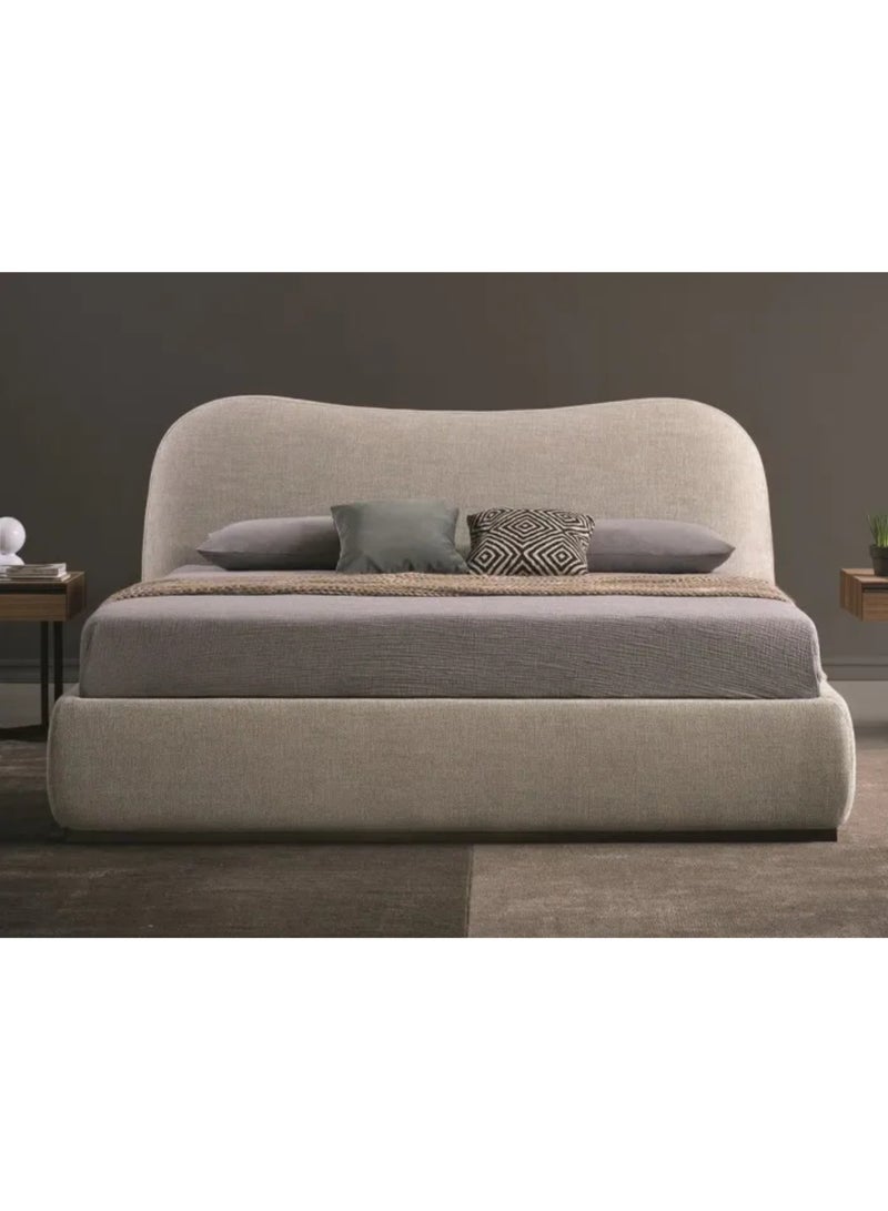 Karnak Moana-2 Light Luxury Modern Bed Frame – Tandy Linen Fabric for Bedroom Beige King Size 180x200Cm - Image 2