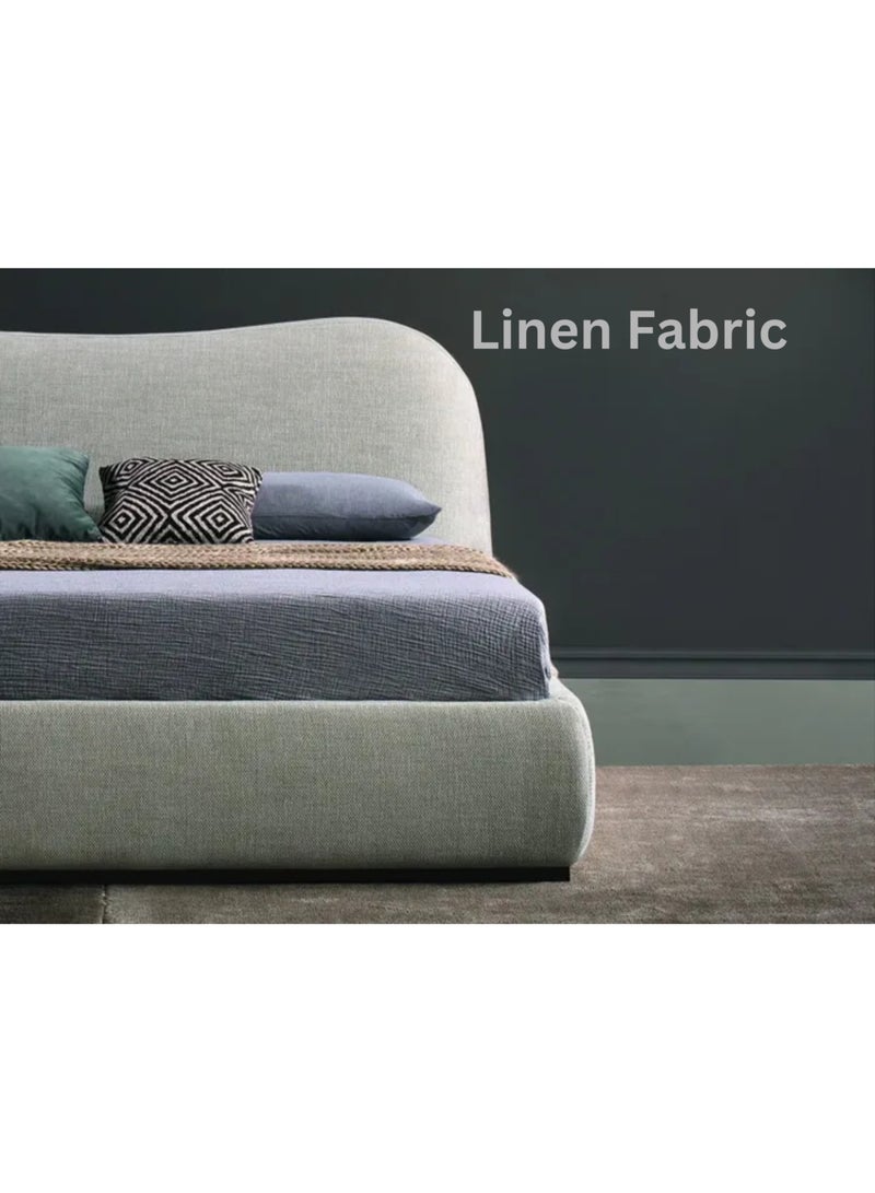 Karnak Moana-2 Light Luxury Modern Bed Frame – Tandy Linen Fabric for Bedroom Beige King Size 180x200Cm - Image 3
