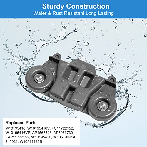 Alvar Upgraded W10195416V W10195416 Dishwasher Wheels Lower Rack for Kitchenaid Dishwasher Rack Wheels Whirlpool Maytag Kenmore Dishwasher Rack Parts AP5983730, PS11722152 Replacement Dishwasher Wheels - Image 3