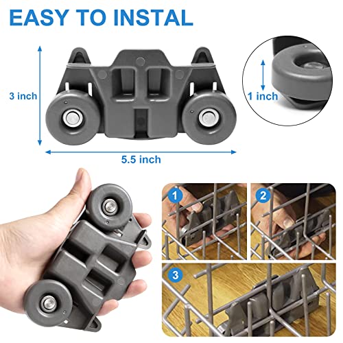 Alvar Upgraded W10195416V W10195416 Dishwasher Wheels Lower Rack for Kitchenaid Dishwasher Rack Wheels Whirlpool Maytag Kenmore Dishwasher Rack Parts AP5983730, PS11722152 Replacement Dishwasher Wheels - Image 4