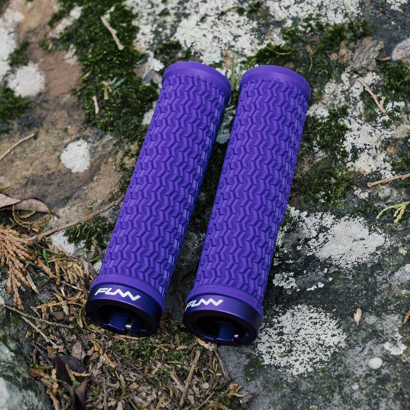 Funn Holeshot Mountain Bike Grips with Single Lock On Clamp, Lightweight and Ergonomic Bike Handle Grips with 22 mm Inner Diameter, Hardened End Bicycle Handlebar Grips for MTB/BMX (Purple) - Image 2