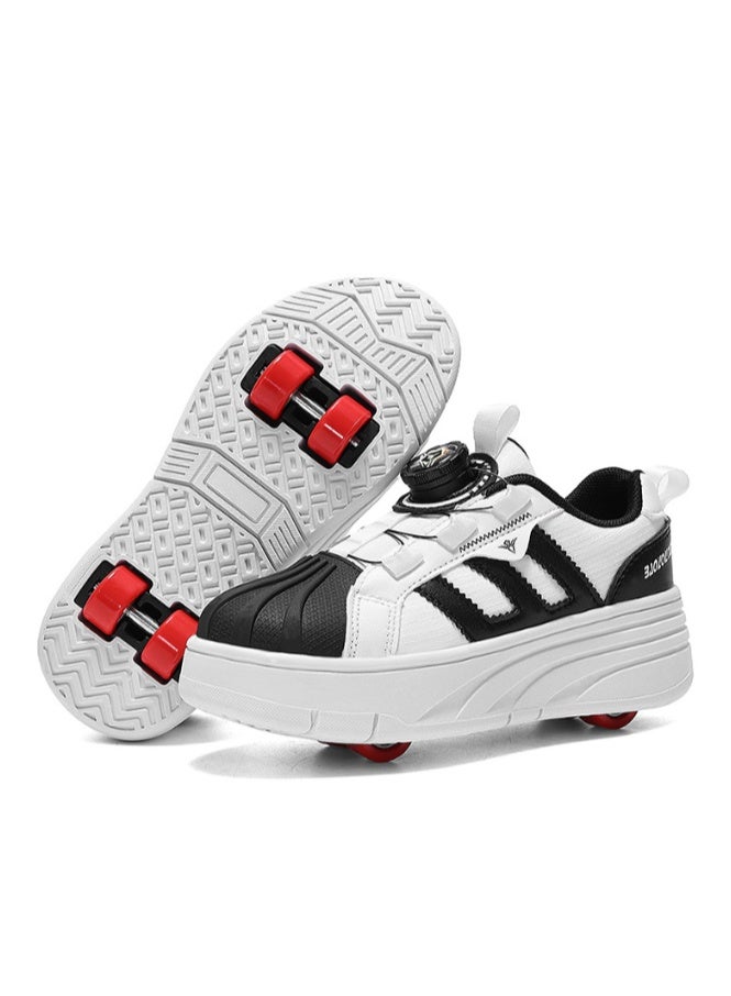 Loquat Kids Roller Skates Shoes 4 Wheels Roller Shoes Boys Girls Wheel Shoes Roller Sneakers Shoes for Beginner More Balanced - Image 1