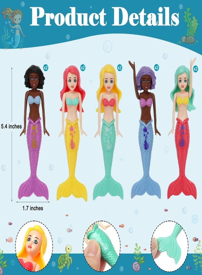 HEYTIMI 10 Pack Dive Mermaids Underwater Diving Pool Toys Mermaids Bath Toys Sinking Toys Swimming Pool Games for Toddlers Kids Girls Ages 3-12 (Black & White) - Image 2