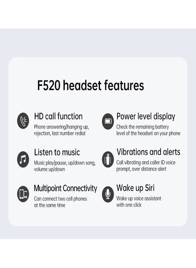 فاينبلو سماعة رأس لاسلكية Fineblue F520 للأعمال بتقنية بلوتوث 5.3، سماعة أذن قابلة للسحب، سماعة رياضية بدون استخدام اليدين، سماعة أذن ستيريو بمشبك تلسكوبي مع ميكروفون - Image 5