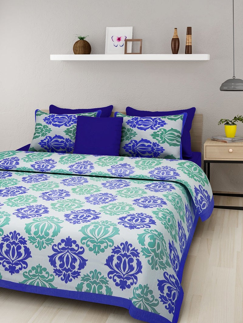 SDC Dreams HomeShop 100 Pure Cotton Rajasthani Tradition Queen Size Double Bedsheets with 2 Pillow Covers Queen Size Jaipuri Bedspreads - Image 1
