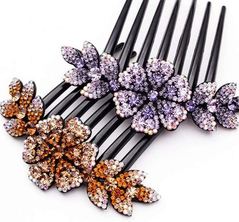 FAMEZA 1 PCS Women Flower Hair Comb Pins Rhinestone Slide Clips Hair Barrettes Bride Wedding Headdress Hair Accessories(MULTICOLOR)003 - Image 3