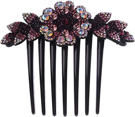 FAMEZA 1 PCS Women Flower Hair Comb Pins Rhinestone Slide Clips Hair Barrettes Bride Wedding Headdress Hair Accessories(MULTICOLOR)003 - Image 1