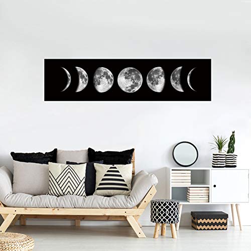 Ohhvvow Moon Phase Wall Art Painting, 47L x 11.8W Black and White Modern Abstract Canvas Wall Art Painting for Living Room Bedroom Decor, Contemporary Artwork for Home Office, Unframed - Image 2
