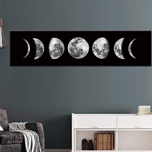 Ohhvvow Moon Phase Wall Art Painting, 47L x 11.8W Black and White Modern Abstract Canvas Wall Art Painting for Living Room Bedroom Decor, Contemporary Artwork for Home Office, Unframed - Image 3