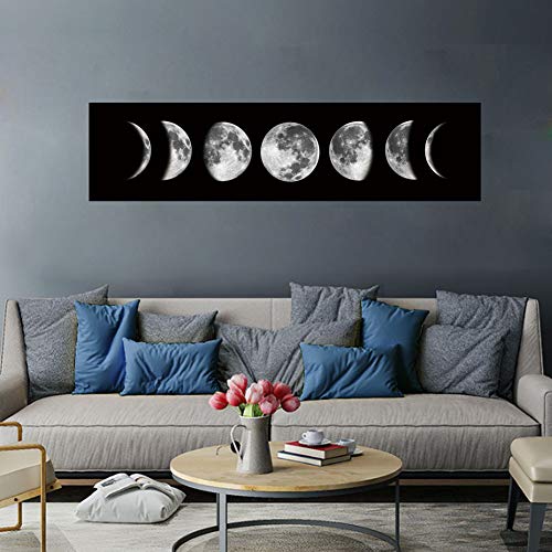 Ohhvvow Moon Phase Wall Art Painting, 47L x 11.8W Black and White Modern Abstract Canvas Wall Art Painting for Living Room Bedroom Decor, Contemporary Artwork for Home Office, Unframed - Image 4