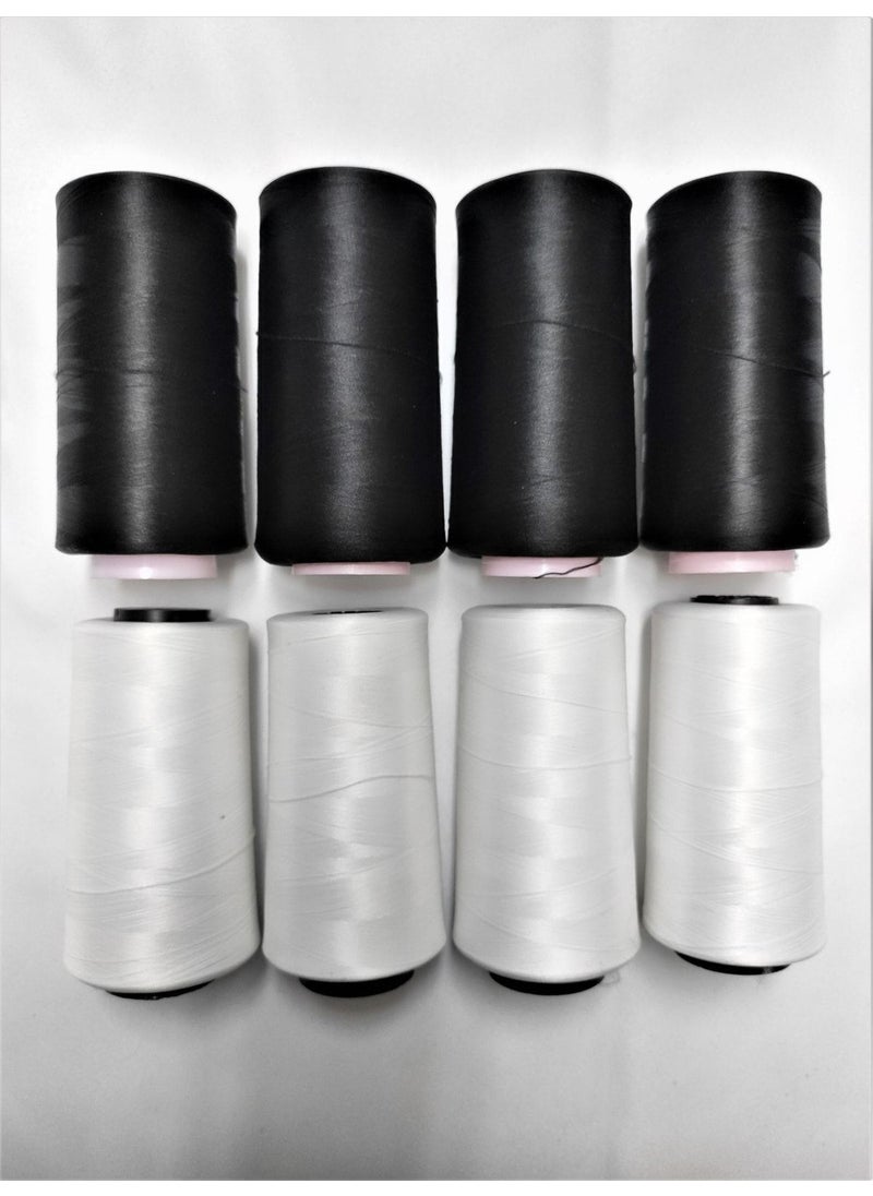 Atmaca Tuhafiye Atmaca Haberdashery Untwisted Home Type Overlock Thread 4 Pieces Black 4 Pieces White (Read Description) 