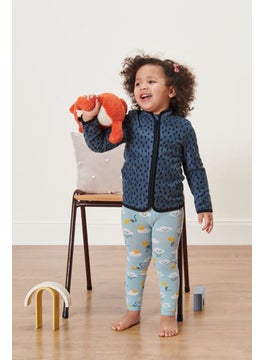 Tchibo Kids Girl 2 Pieces Graphic Knitted Leggings, Sky Blue  - Image 1