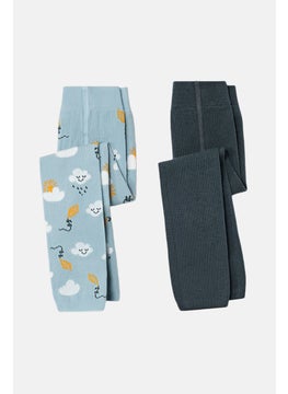 Tchibo Kids Girl 2 Pieces Graphic Knitted Leggings, Sky Blue  - Image 2