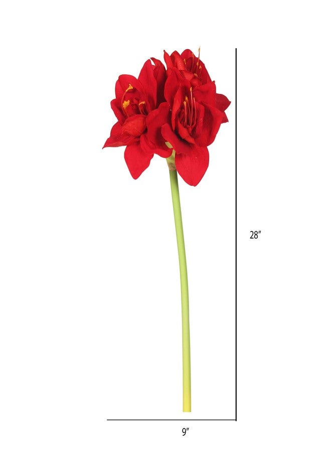 Vickerman 28" Artificial Single Red Velvet Amaryllis Stem, Set of 3 - Image 2