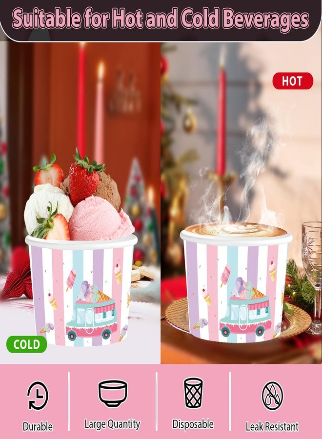 Greencian 120 Pcs Ice Cream Cups 12 oz Disposable Colorful Ice Cream Paper Dessert Snack Bowls Summer Food Yogurt Cup Containers for Hot or Cold Food Soup Candies BBQ Birthday Party Supplies - Image 3