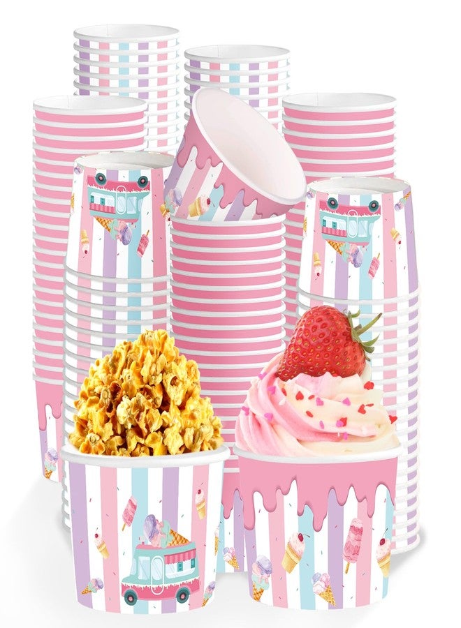 Greencian 120 Pcs Ice Cream Cups 12 oz Disposable Colorful Ice Cream Paper Dessert Snack Bowls Summer Food Yogurt Cup Containers for Hot or Cold Food Soup Candies BBQ Birthday Party Supplies - Image 1