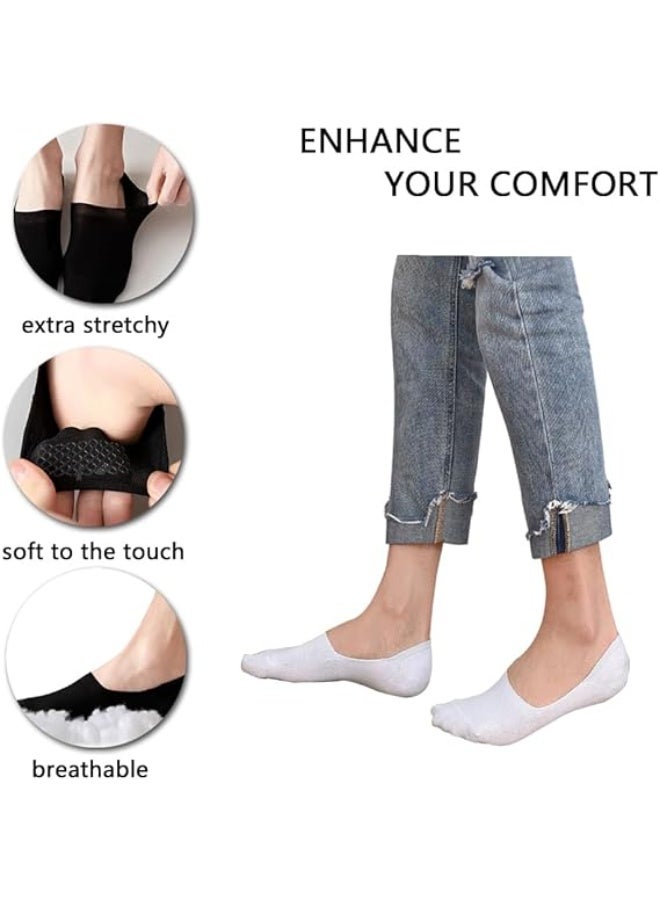 DUNISO 8 Pairs No Show Socks，Men Cotton Low Cut Ankle Short Socks with Non Slip Grip Boat Liners，Comfort Breathable Socks，for Athletic Running Daily Activities，Black & White - Image 4