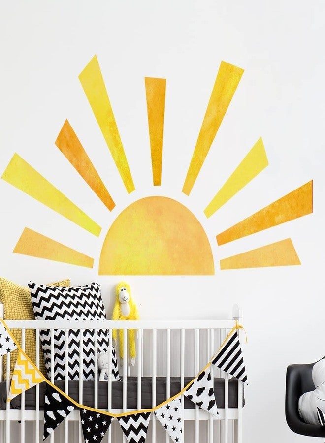 Denylo pro 42 x 23.5 Inch Boho Half Sun Wall Decal - Watercolor Mural, Modern Vinyl Peel and Stick Sticker, Removable for Classroom, Living Room, Bedroom, Playroom Decor - Image 2