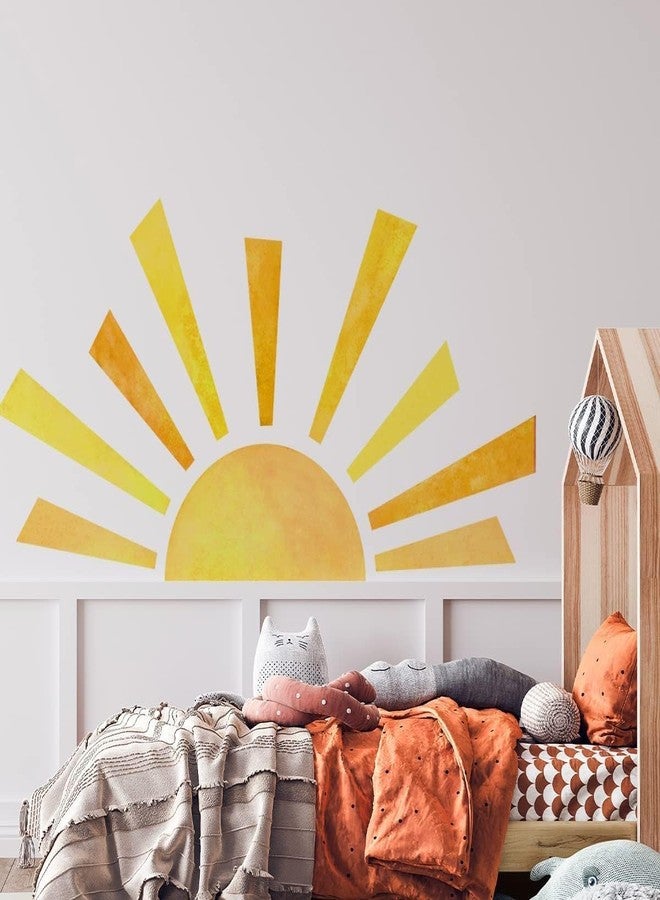 Denylo pro 42 x 23.5 Inch Boho Half Sun Wall Decal - Watercolor Mural, Modern Vinyl Peel and Stick Sticker, Removable for Classroom, Living Room, Bedroom, Playroom Decor - Image 3