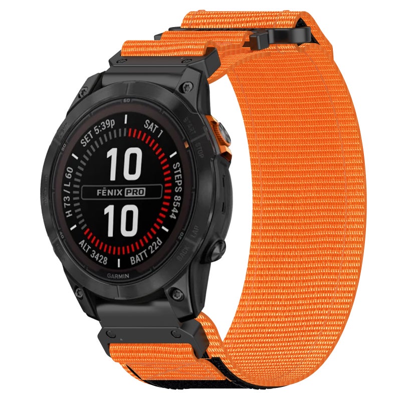 S-TOP For Garmin Fenix 7S 20mm Nylon Hook And Loop Fastener Watch Band(Orange) - Image 1