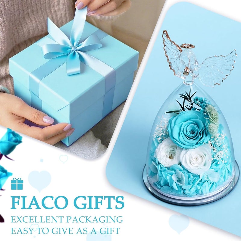 FIACO هدايا للنساء: وردة محفوظة للأبد في تمثال ملاك زجاجي، زهور طازجة للتوصيل، هدايا عيد ميلاد للجدة، الزوجة، الأخت، عيد الميلاد، الذكرى السنوية، ورود أبدية - Image 4