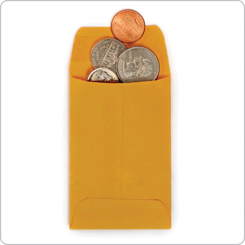 Quality Park #1 Coin Envelopes, 2 1/4 x 3 1/2, Gummed, Small Parts, Jewelry & Seed Envelopes for Garden, Office, 24 lb Kraft, 500 per Box (QUA50160) - Image 2