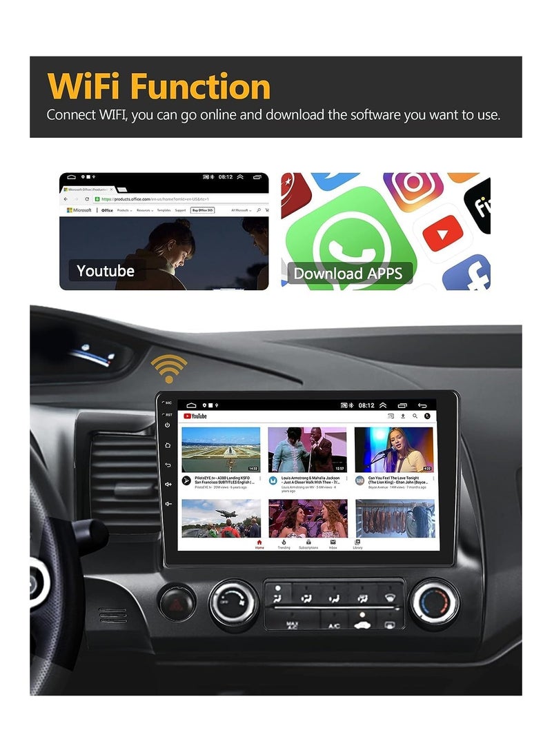 Android Screen For Honda Civic 2006 To 2011 2GB RAM 32GB Memory Support Apple Carplay Android Auto Full HD Touch Screen 10 Inch built In Bluetooth USB Radio WiFi Play Store Backup Camera included - Image 5