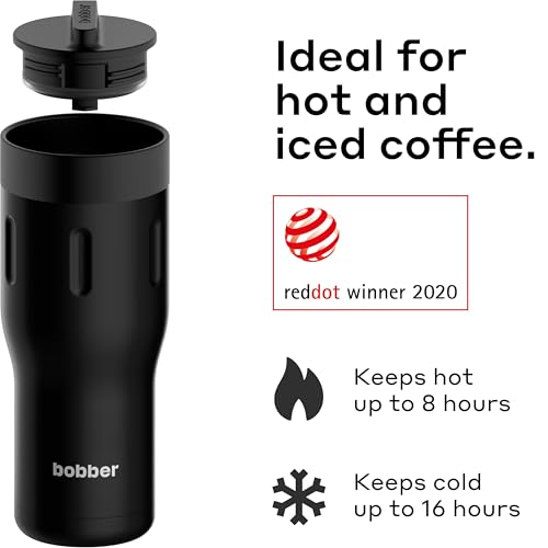 BOBBER - 16 Oz Vacuum Insulated Stainless Steel Portable Travel Coffee Mug With 100% Leakproof Locked Lid (Black Coffee) - Image 2
