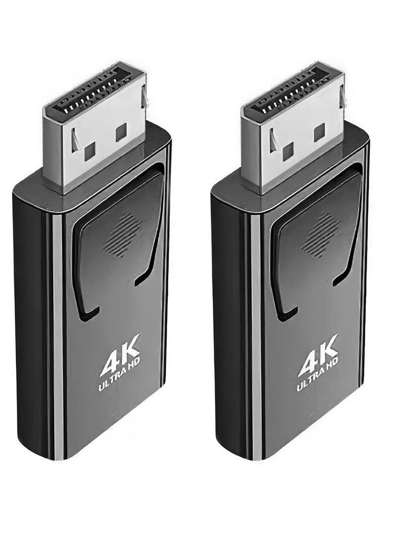 DisplayPort to HDMI Adapter (2-Pack) – 4K DP to HDMI Converter, DisplayPort 1.4V, Nickel-Plated, Compatible with Desktop, Laptop, Projector & HDTV (Black & Silver) - Image 1