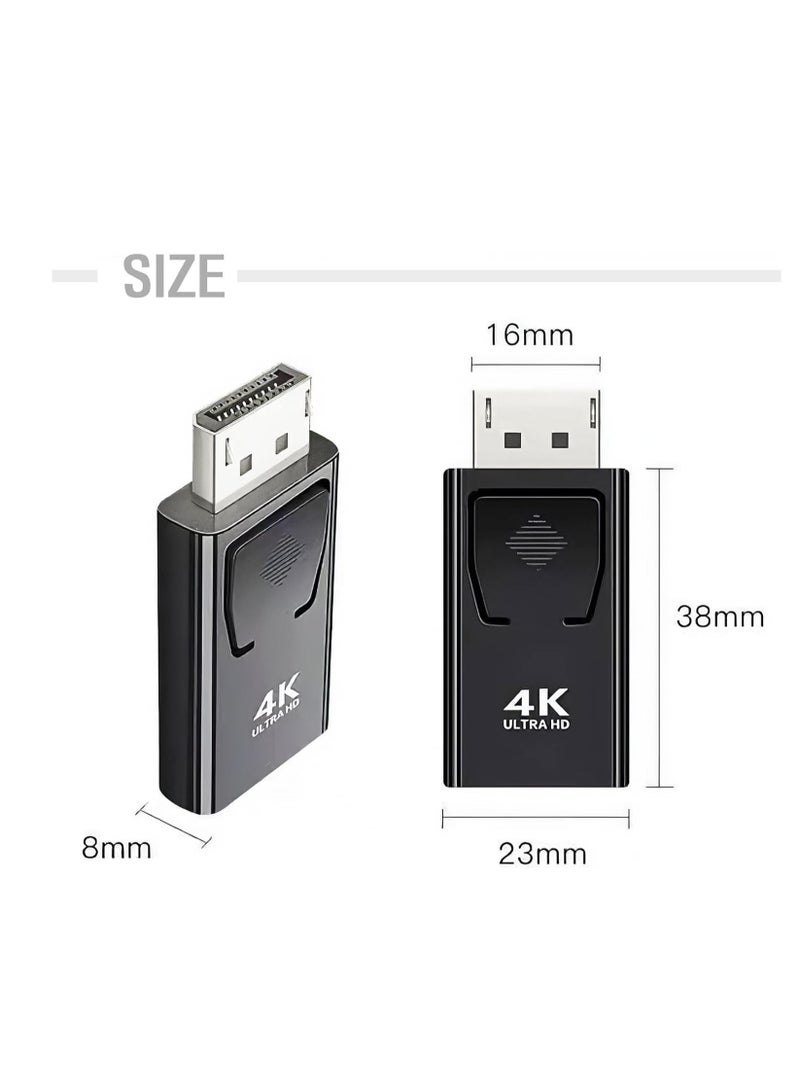 DisplayPort to HDMI Adapter (2-Pack) – 4K DP to HDMI Converter, DisplayPort 1.4V, Nickel-Plated, Compatible with Desktop, Laptop, Projector & HDTV (Black & Silver) - Image 2