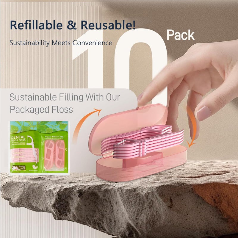 Innovihue Double Line Dental Floss Picks, 85 Count Mint Flavor Flossers for Deep Cleaning, Upgraded Floss Picks with 2 Portable Travel Cases, Convenient for Cleaning Teeth On The Go, Flossing Sticks for Family - Image 4