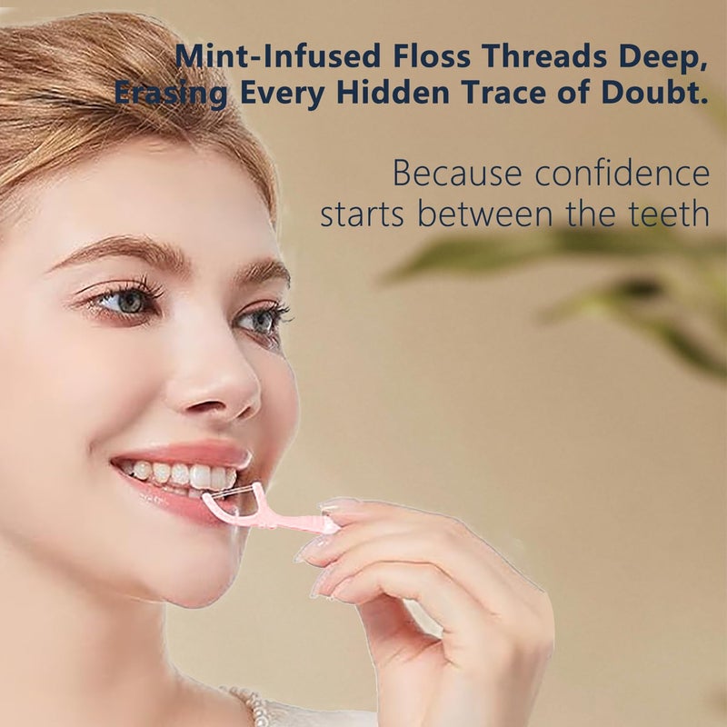 Innovihue Double Line Dental Floss Picks, 85 Count Mint Flavor Flossers for Deep Cleaning, Upgraded Floss Picks with 2 Portable Travel Cases, Convenient for Cleaning Teeth On The Go, Flossing Sticks for Family - Image 2