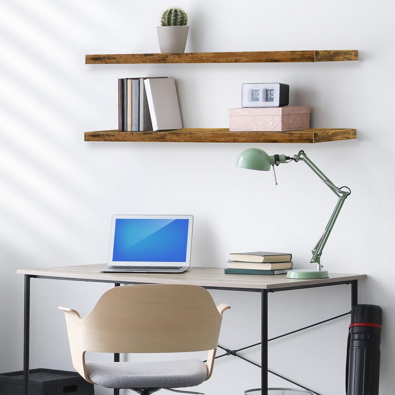 Sorbus Floating Shelves for Wall - 48 Inch Long Bathroom Shelves, Wall Decor for Bedroom, Kitchen, Living Room & Book Storage - Mounted Floating Shelf with Invisible Brackets (Rustic Brown, 2 Pack) - Image 5