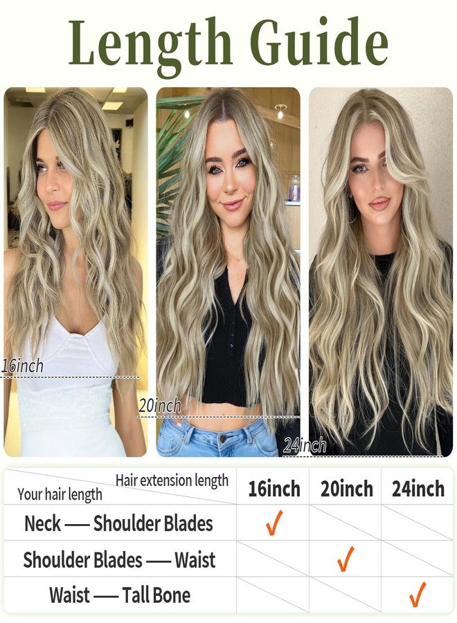 كوكا ستايل وصلات شعر سلكية غير مرئية من KooKaStyle مع عصابة رأس شفافة قابلة للتعديل مقاس 4 مشابك آمنة، قطعة شعر صناعية طويلة مموجة سرية بطول 20 بوصة للنساء (10H24#أشقر داكن مختلط بلون أشقر فاتح) - Image 4