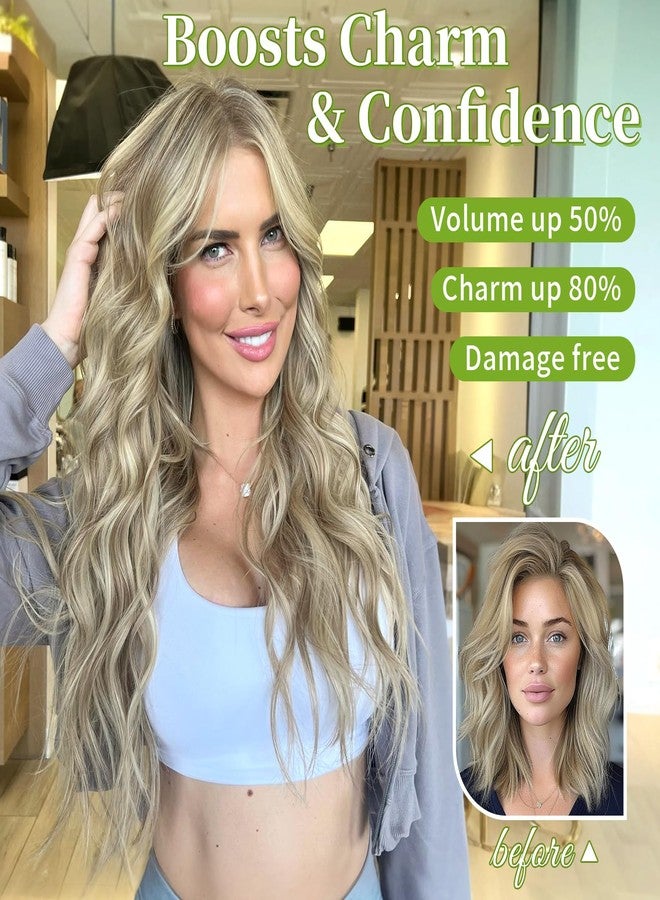 كوكا ستايل وصلات شعر سلكية غير مرئية من KooKaStyle مع عصابة رأس شفافة قابلة للتعديل مقاس 4 مشابك آمنة، قطعة شعر صناعية طويلة مموجة سرية بطول 20 بوصة للنساء (10H24#أشقر داكن مختلط بلون أشقر فاتح) - Image 3