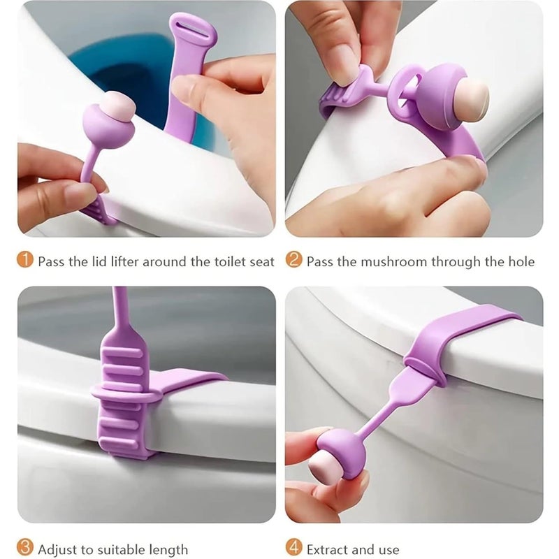 9UP ® 4Pcs Silicone Toilet Seat Cover Lifter | Self-Adhesive Toilet Seat Holder For Bathroom Accessories | Toilet Seat Cover Sport Lifter Clip (Multicolor) - Image 3