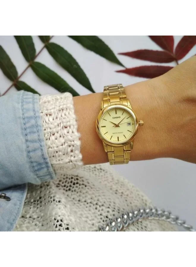 كاسيو Women's Stainless Steel Analog Watch LTP-V002G-9AUDF - 26 mm