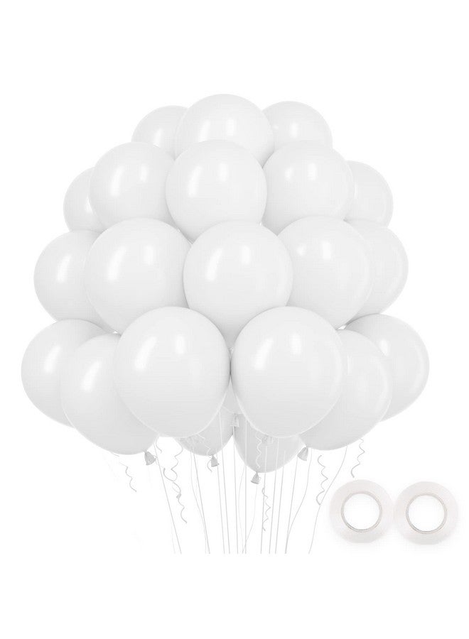 RUBFAC White Balloons Latex Party Balloons 100Pcs 12 Inch Helium Balloons For Wedding Bridal Baby Shower Graduation Anniversary Birthday Bachelorette Party Decoration White Ribbon - Image 1