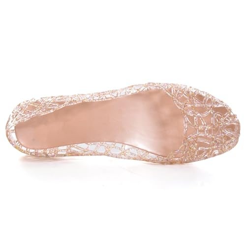 Dear Time Women Flat Heel Summer Beach Jelly Shoes Gold US 7.5 - Image 5